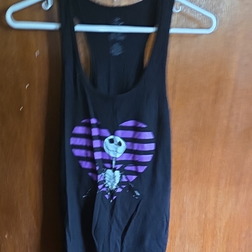 Black Tank Top with Purple Heart Jack Skellington Design Disney Med. Jr's/ Women